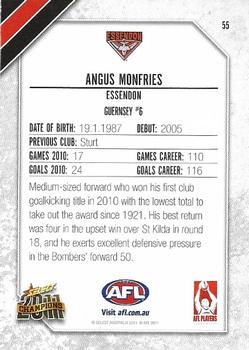 2011 Select AFL Champions #55 Angus Monfries Back